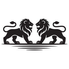 Royal heraldic Vector Black silhouettes lions. with white background