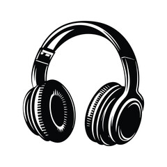 Fashion headphone trendy audio icon silhouette vector with white background