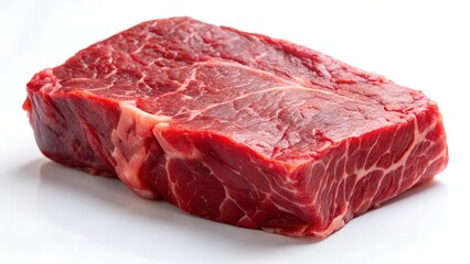 Fototapeta premium Fresh Raw Beef Meat Featuring Rich Red Muscle Tissue – High-Quality Close-Up
