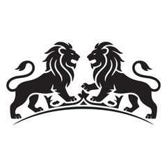 Royal heraldic Vector Black silhouettes lions. with white background