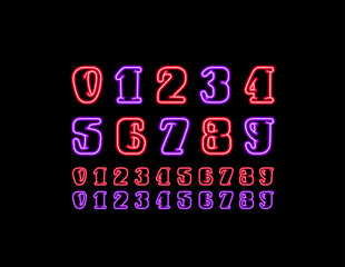 Neon numbers, kids numerals set made in illuminated style