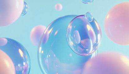Abstract spheres in pastel colors. Floating orbs