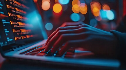 Hands typing on a laptop with a ransomware alert, symbolizing cyber extortion and the importance of data recovery. -