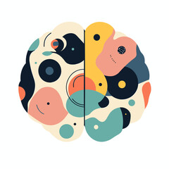 Obraz premium Abstract Brain Illustration with Colorful Organic Shapes and Pastel Colors