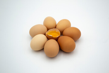 Raw brown chicken eggs isolated transparent 