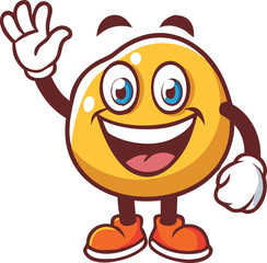 Obraz premium Happy, round, cartoon character waving