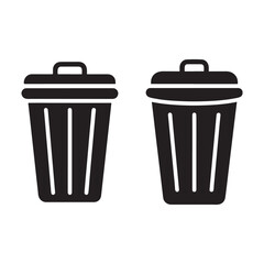 Black Silhouette Garbage Bin Symbol Isolated on White