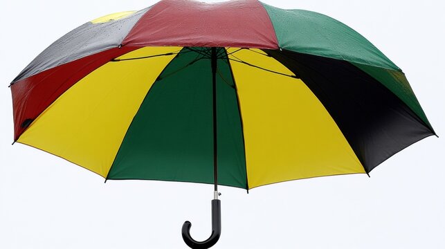 Multicolored Umbrella with Rain Drops on White Background