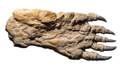 Fossil of Bear's Foot:  A fossilized bear foot, showcasing the detailed claws and bones,  offering a glimpse into the ancient past.