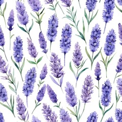 Naklejka premium Watercolor Lavender Seamless Pattern