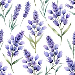 Fototapeta premium Watercolor Lavender Seamless Pattern