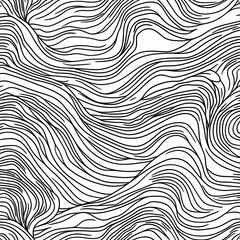 Abstract black and white hand drawn wavy line drawing seamless pattern. Modern minimalist fine wave outline background, creative monochrome wallpaper texture print.