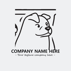 Dog illustration black and white for logo company vector image
