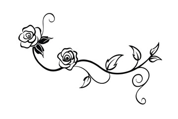 a swirling vine with blooming roses   