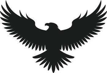 Soaring Eagle Silhouette Vector – Majestic Bird with Spread Wings in Flight
