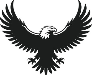Fototapeta premium Majestic Eagle with Spread Wings - Bold Black Silhouette Vector
