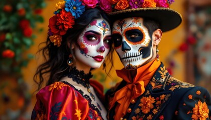 Dia De Los Muertos Couple Sugar Skull Makeup