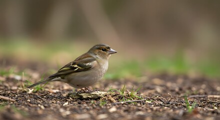 Small Bird Perched on Ground in Natural Habitat
