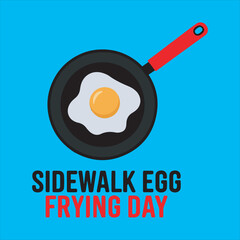 Sidewalk Egg Frying Day Vector Illustration,Fried Egg in Pan Celebration Design,Sidewalk Egg Frying Day Minimalist Art,Cooking Fried Egg in Frying Pan Graphic,Hot Weather Egg Frying Concept Vector