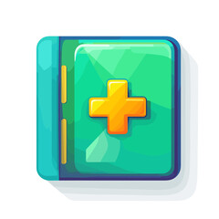 Obraz premium Teal And Yellow Medical Book Icon