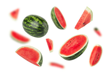 Falling Watermelon, cutout, full depth of field.