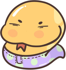 Round snake wearing gift pattern pants.