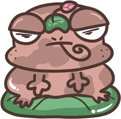Chubby frog with a bored face.