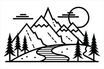 mountain line art vector