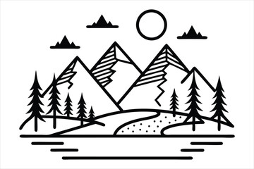 Obraz premium mountain line art vector