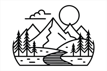 mountain line art vector