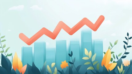 Business digital graph chart in stock trade market. Growth investment illustration