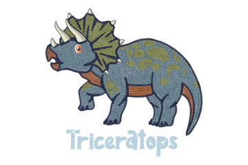 Cartoon style Triceratops big dinosaurs vector template isolated background. Ideal for kids' educational materials, dinosaur-themed projects, and prehistoric animal designs.