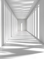 Obraz premium Grid of hollow geometric frames casting intricate shadows on a plain surface, bright overhead light.