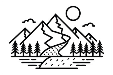 mountain line art vector