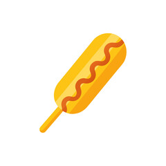 Golden Crispy Corn Dog with Mustard on Transparent Background  