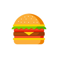 Classic Cheeseburger All Ingredients Visible on Transparent Background  