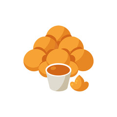 Fried Ravioli with Meat Filling Visible on Transparent Background  