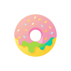 Glazed Donut with Rainbow Sprinkles on Transparent Background  