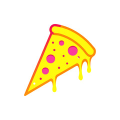 Neon Lit Pizza Slice Glowing Cheese on Transparent Background  