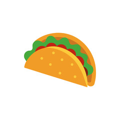 Taco with Fillings Visible Cross Section on Transparent Background  