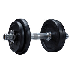 Naklejka premium A heavy black dumbbell isolated on a transparent background 