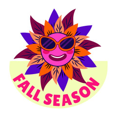 A flat style typographic sticker of fall season