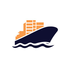 cargo ship icon vector illustration logo template © Imam maulana
