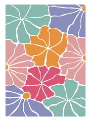 Whimsical Abstract Boho Flowers with Retro Vintage Style in Vector Format for Sublimation

