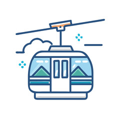 Cable Car Icon Representing Mountain Transport and Aerial Scenic Travel

