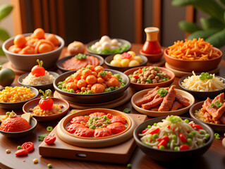 Fototapeta premium Chinese traditional festival Mid-Autumn Festival New Year's Eve dinner family reunion illustration