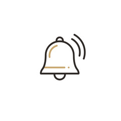 Fototapeta premium A minimalistic line art icon of an alarm (bell with wave), styled as a simple interface icon. 