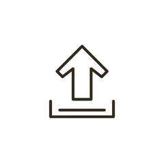 Fototapeta premium A minimalistic line art icon of an upload arrow, styled as a simple interface icon.