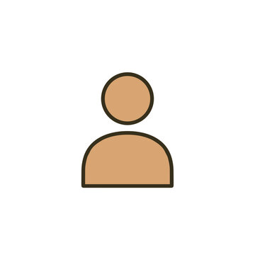 A minimalistic line art icon of a user profile (person silhouette), styled as a simple interface icon. 