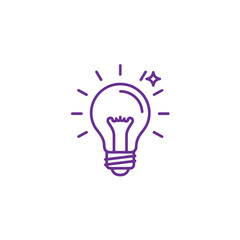 A minimalistic line art icon representing an idea (lightbulb with spark or brain), styled as a simple interface icon.
